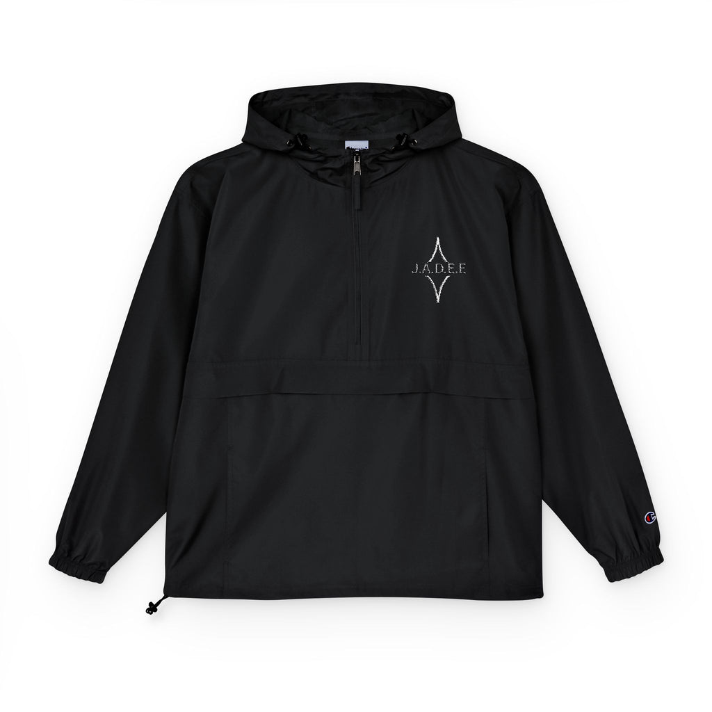 Black Packable Anorak Jacket with Minimal Starburst Logo