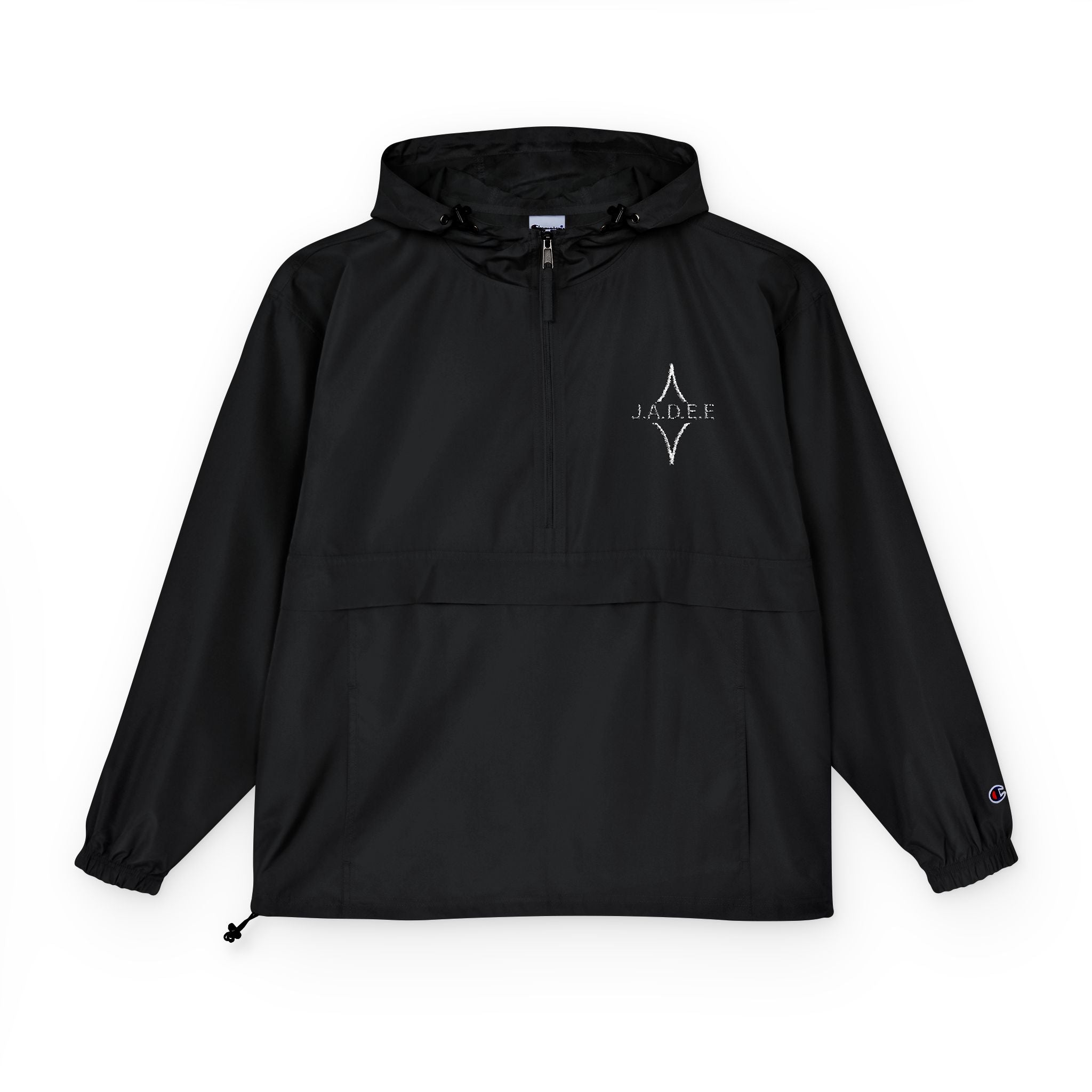 Black Packable Anorak Jacket with Minimal Starburst Logo