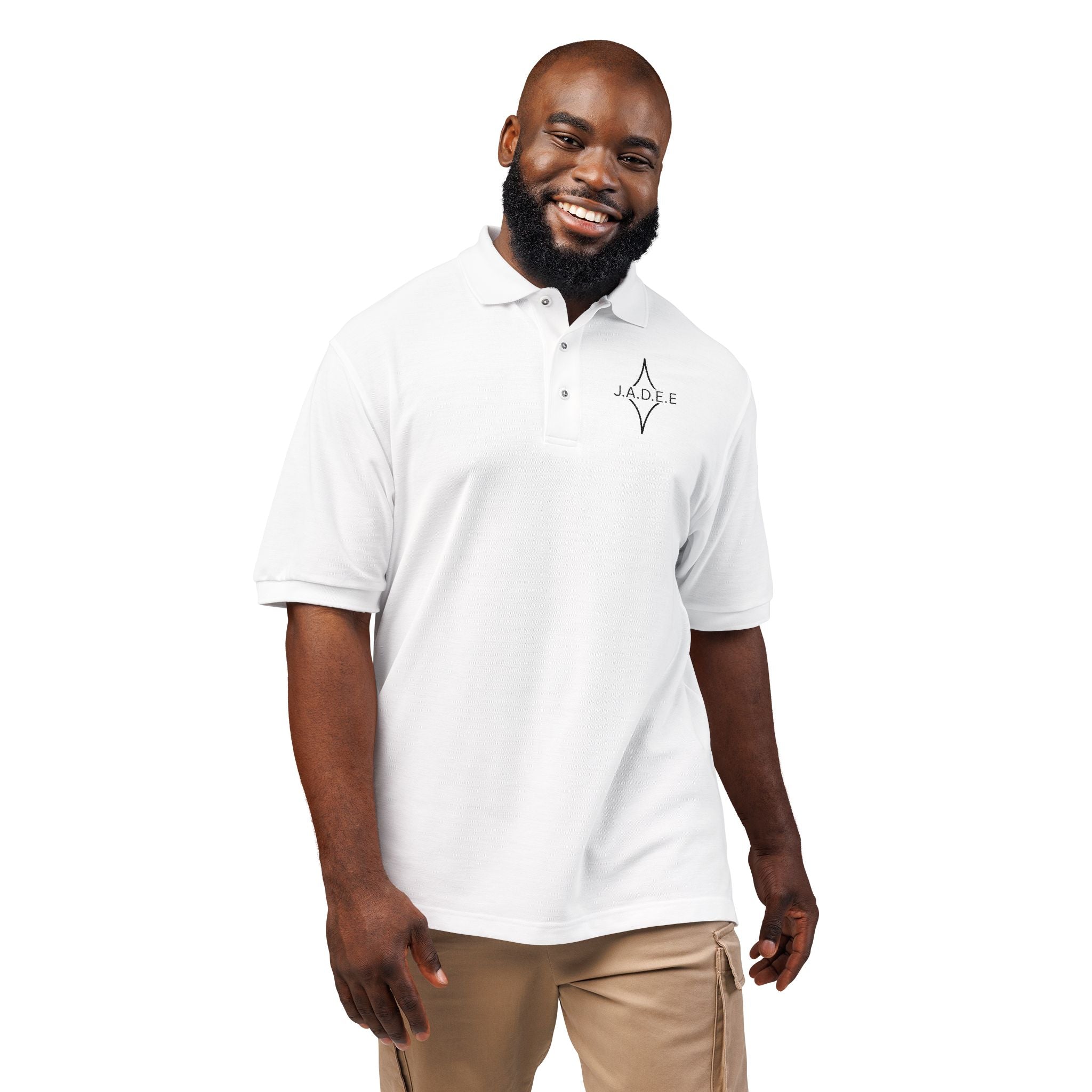 Embroidered Compass Polo Shirt — Minimalist Nautical Logo