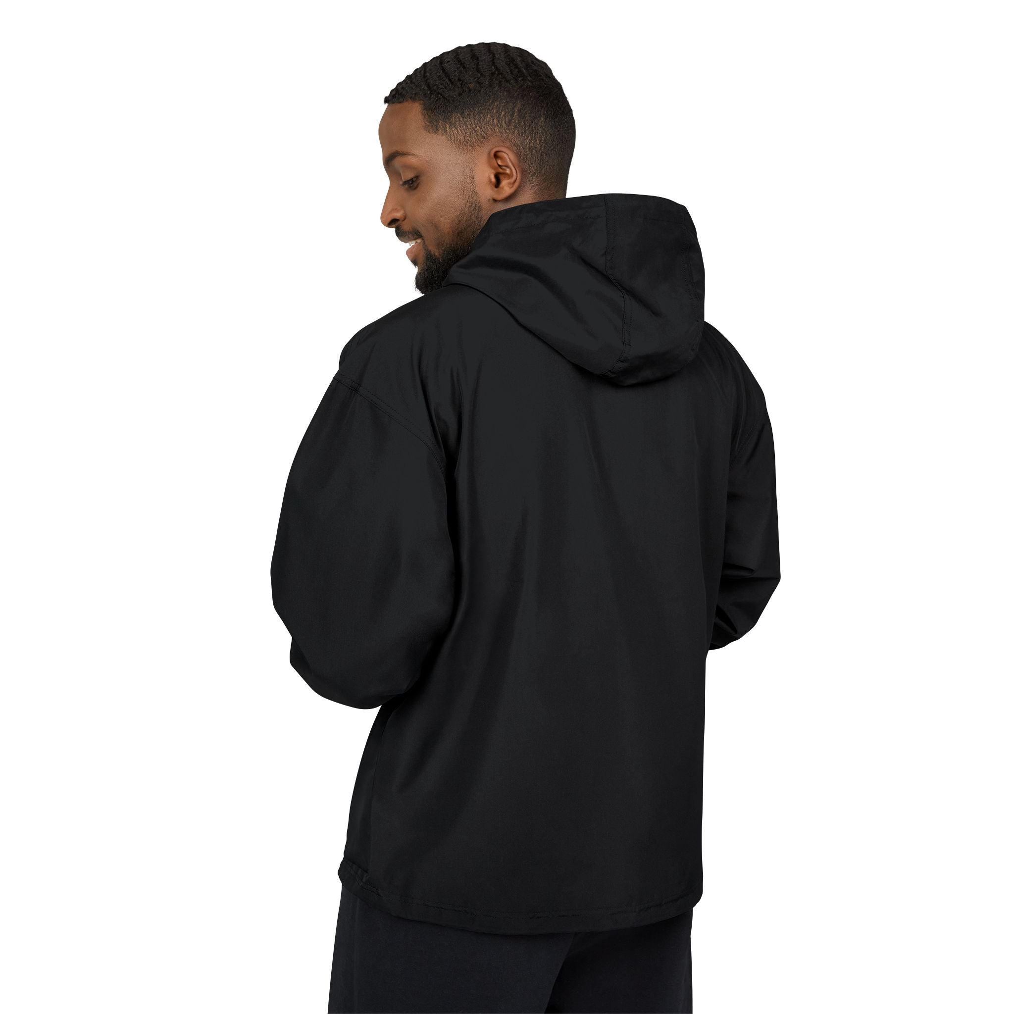 Black Packable Anorak Jacket with Minimal Starburst Logo