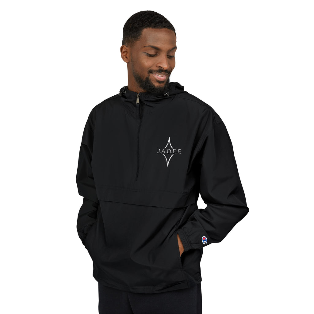 Black Packable Anorak Jacket with Minimal Starburst Logo